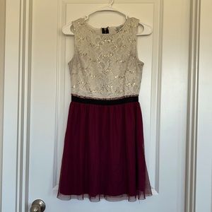 Speechless Sequin And Tulle Zip Up‎ Back Skater Dress Size 7